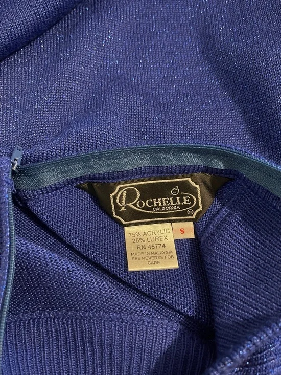 Rochelle California Sparkle Knit Turtleneck Sweater in Bright Periwinkle Blue - Picture 4 of 7